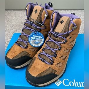 Columbia Crestwood Mid Waterproof Hiking Boot in Dark Truffle, Plum Purple | 6